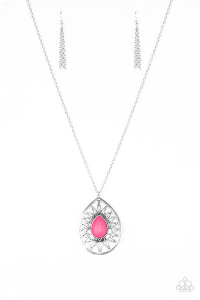 Summer Sunbeam - Pink Stone Necklace- Paparazzi Accessories