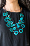 Catalina Coasting -  Blue Wood Disc Necklace - Paparazzi Accessories
