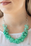 Colorfully Clustered - Green Crystal-Like Teardrop Necklace- Paparazzi Accessories