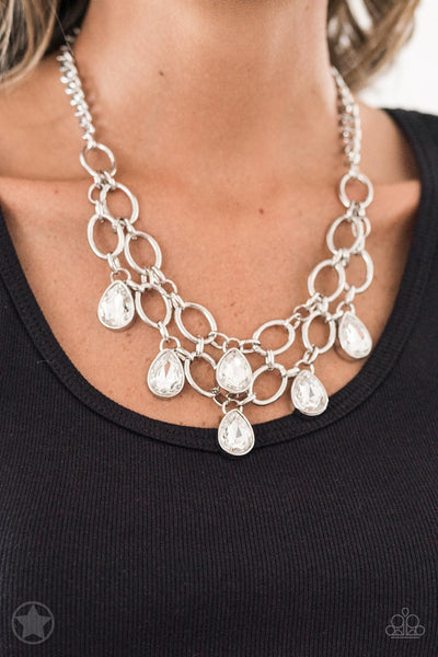 Show Stopping Shimmer - White Rhinestone Necklace - Blockbuster- Paparazzi Accessories