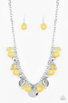 Prismatic Sheen - Yellow & Silver Disc Necklace - Paparazzi Accessories
