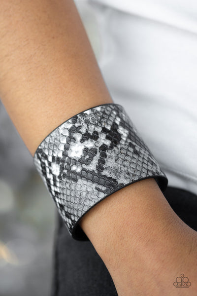Whats HISS Is Mine - Silver Leather Python Bracelet- Paparazzi Accessories
