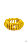 Tropical Tiki Bar - Yellow Wooden Bracelet - Paparazzi Accessories