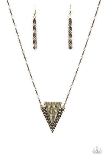 Ancient Arrow - Brass Necklace - Paparazzi Accessories