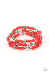 Here to STAYCATION - Red Bead Stretch Bracelet- Paparrazi Accessories