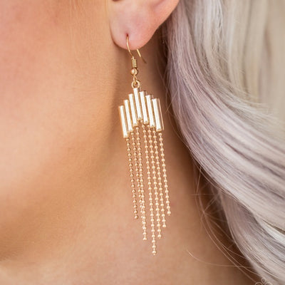 Radically Retro - Gold Chain Earrings - Paparazzi Accessories