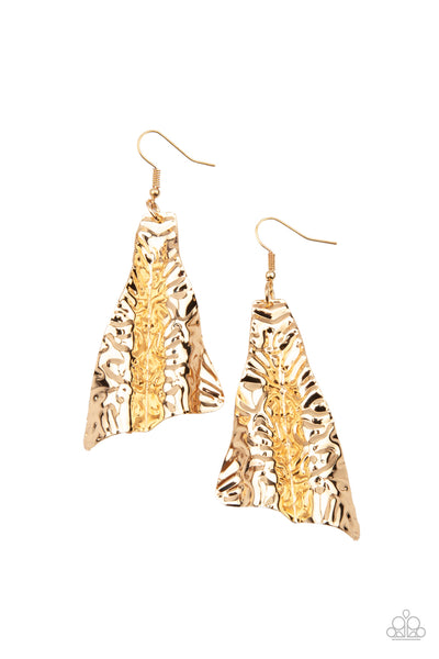 How FLARE You! - Gold Flare Earrings- Paparrazi Accessories