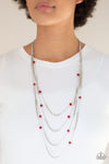 Open For Opulence - Red Multi-Chain Beaded Necklace Paparazzi Accessories