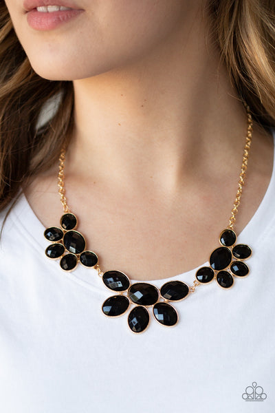 Flair Affair - Black & Gold Beaded Necklace- Paparazzi Accessories