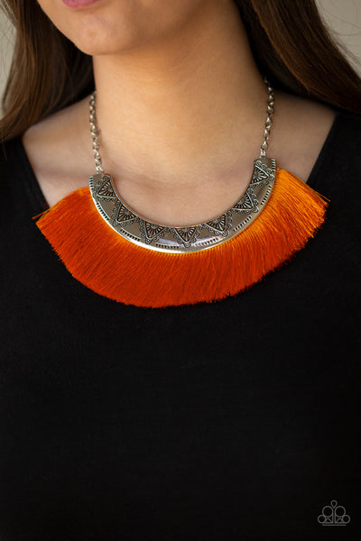 Might and Mane - Orange Plum Necklace- Paparazzi Accessories