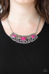 Feeling Inde-PENDANT - Pink Filigree Necklace - Paparazzi Accessories
