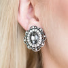 Dine and Dapper  - Silver Rhinestone Clip-On Earrings- Paparazzi Accessories