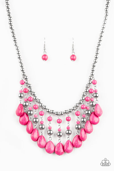 Rural Revival  - Pink Beaded Necklace - Paparazzi Accessories