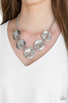 First Impressions - Silver Hammered Disc Necklace- Paparazzi Accessories