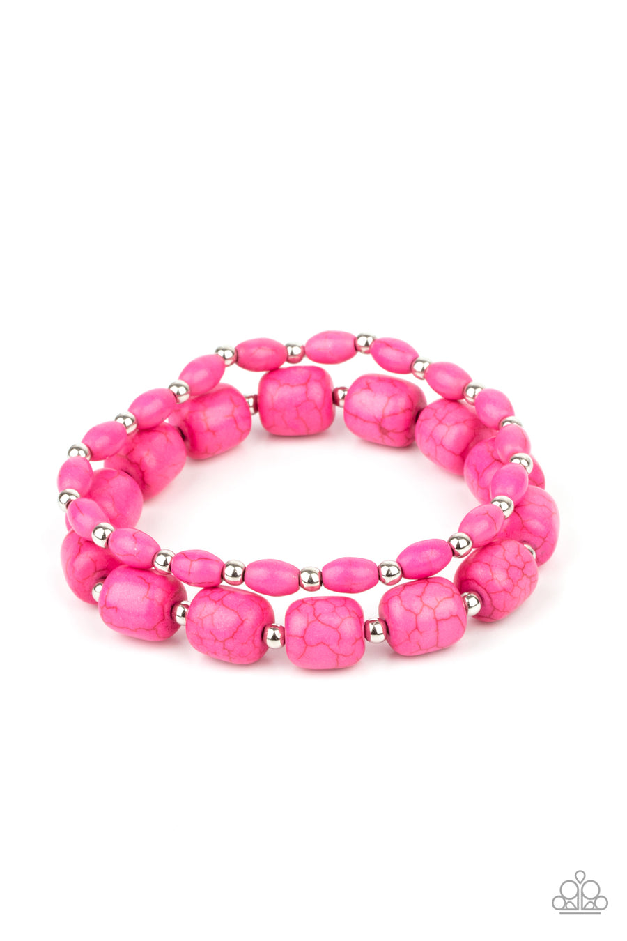 Colorfully Country - Pink Bead Stretch Bracelet- Paparrazi Accessories
