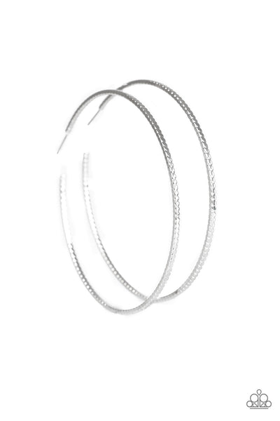 Shimmer Maker -  Silver Hoop Earrings - Paparazzi Accessories