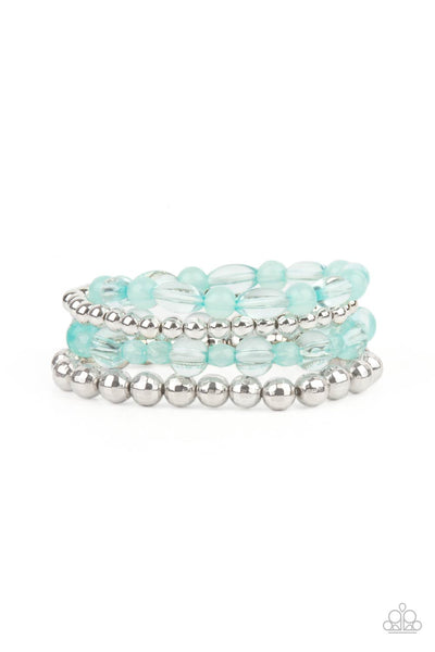 Delightfully Disco - Blue & Silver Stretch Bracelet- Paparrazi Accessories