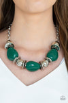 Vivid Vibes - Green & Silver Beaded Necklace - Paparazzi Accessories