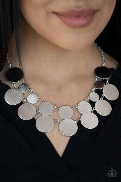 Stop and Reflect- Silver Disc Necklace - Paparazzi Accessories
