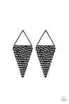 Have A Bite - Black Textured Post Earrings  - Paparazzi Accessories