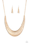 Feast Or Famine - Gold Crescent Necklace- Paparazzi Accessories
