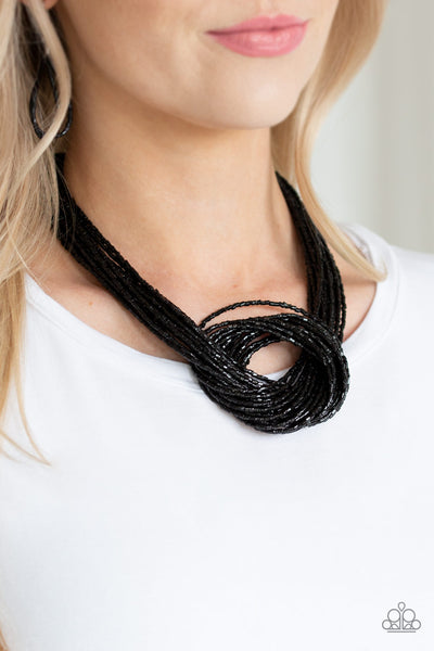Knotted knockout - Black Seed Bead Necklace - Paparazzi Accessories