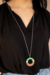 Sail Into The Sunset - Green Wooden Hoop Necklace   - Paparazzi Accessories