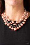 BALLROOM Service  - Orange Pearl Necklace- Paparazzi Accessories