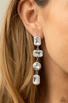 Cosmic Heiress - White Post Rhinestone Earrings- Paparrazi Accessories