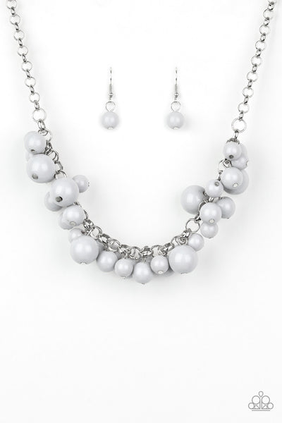 Walk This Broadway  - Silver Grey Bead Necklace - Paparazzi Accessories