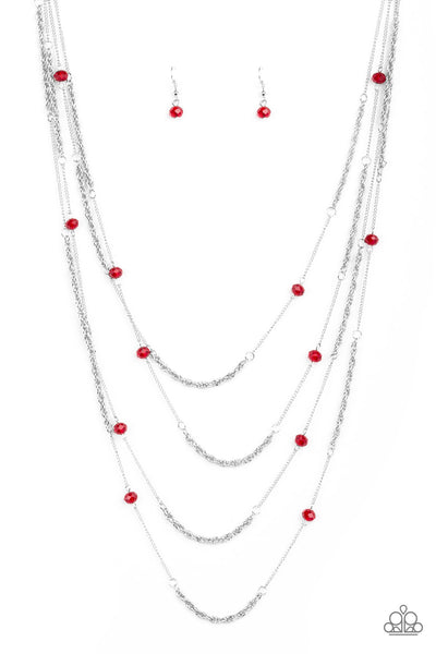 Open For Opulence - Red Multi-Chain Beaded Necklace Paparazzi Accessories