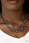 Glimmer Takes All - Black Gunmetal Beaded Necklace- Paparazzi Accessories