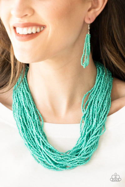 The Show Must CONGO On! - Teal Seed Bead Necklace - Paparazzi Accessories