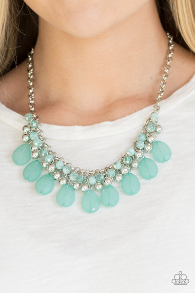 Trending Tropicana - Green & Silver Bead Necklace Paparazzi Accessories
