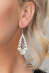 Here Glows Nothing - White Rhinestone Earrings  - Paparazzi Accessories