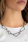 Shattering Records -  Black Trapezoid Necklace - Paparazzi Accessories