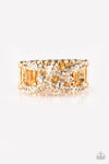 Can Only Go Upscale From Here - Gold Rhinestone Ring - Paparazzi Accessories