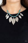 Highland  Harvester - Blue & Silver Feather Necklace - Paparazzi Accessories
