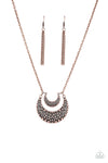 Get Well Moon - Copper Textured Necklace - Paparazzi Accessories