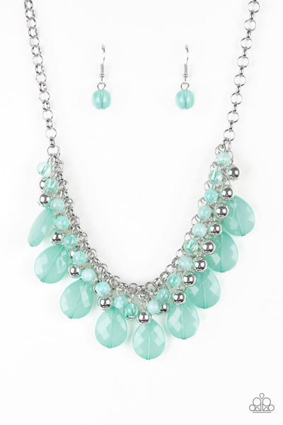 Trending Tropicana - Green & Silver Bead Necklace Paparazzi Accessories