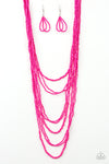 Totally Tonga - Pink Seed Bead Necklace - Paparazzi Accessories