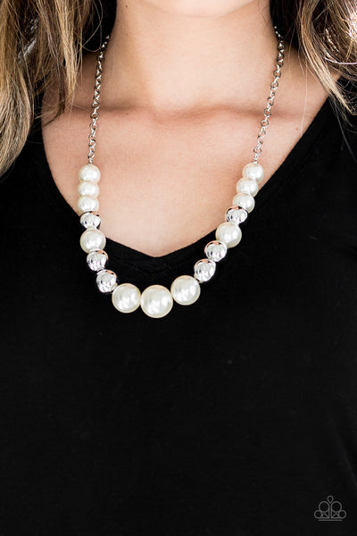 Take Note - Silver White Pearl Necklace - Paparazzi Accessories