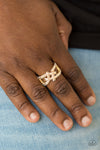 Can Only Go Upscale From Here - Gold Rhinestone Ring - Paparazzi Accessories