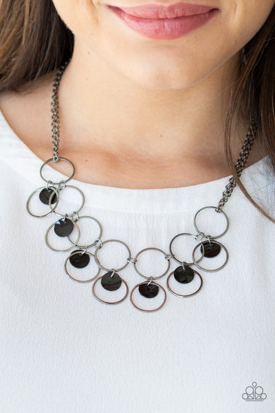 Ask And YOU SHELL Receive - Black Hoop Necklace - Paparazzi Accessories