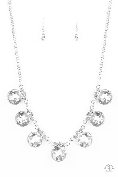 Glow Getter Glamour  - White Rhinestone Necklace - Paparazzi Accessories
