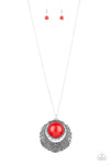 Medallion Meadow  - Red Stone Necklace- Paparazzi Accessories