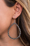 Galaxy Gardens  - Silver Smokey Hematite Rhinestone Earrings  - Paparazzi Accessories