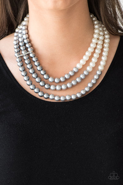 Times Square Starlet - Multi-Silver Pearl Necklace- Paparazzi Accessories