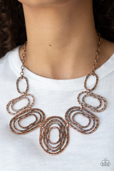 Empress Impressions - Copper Oval Ring Necklace - Paparazzi Accessories