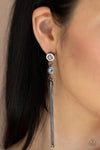 Tassel Twinkle -  Black Glassy White Rhinestone Earrings  - Paparazzi Accessories